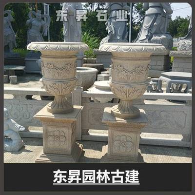 惠安廠(chǎng)家直供 石雕花盆 園林花缽 小區(qū)大理石花缽擺放擺件