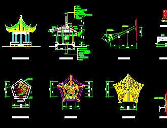 某五角亭設計施工圖免費下載 園林古建